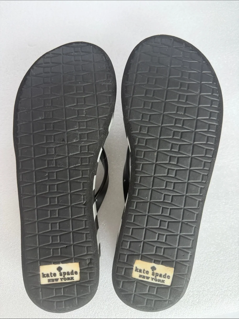 KATE SPADE Rhett Black White Striped Bow Platform Flip Flop Sandals Size 8